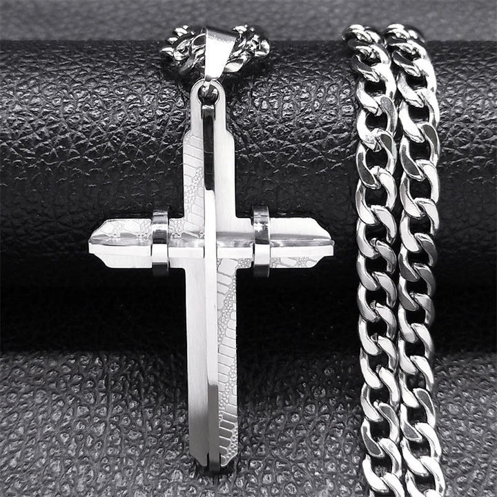 Christianartworkshop Statement-Kreuzkette: Ausdrucksstarkes Design und spirituelles Symbol für einen glaubensstarken Stil - Silber - image 0