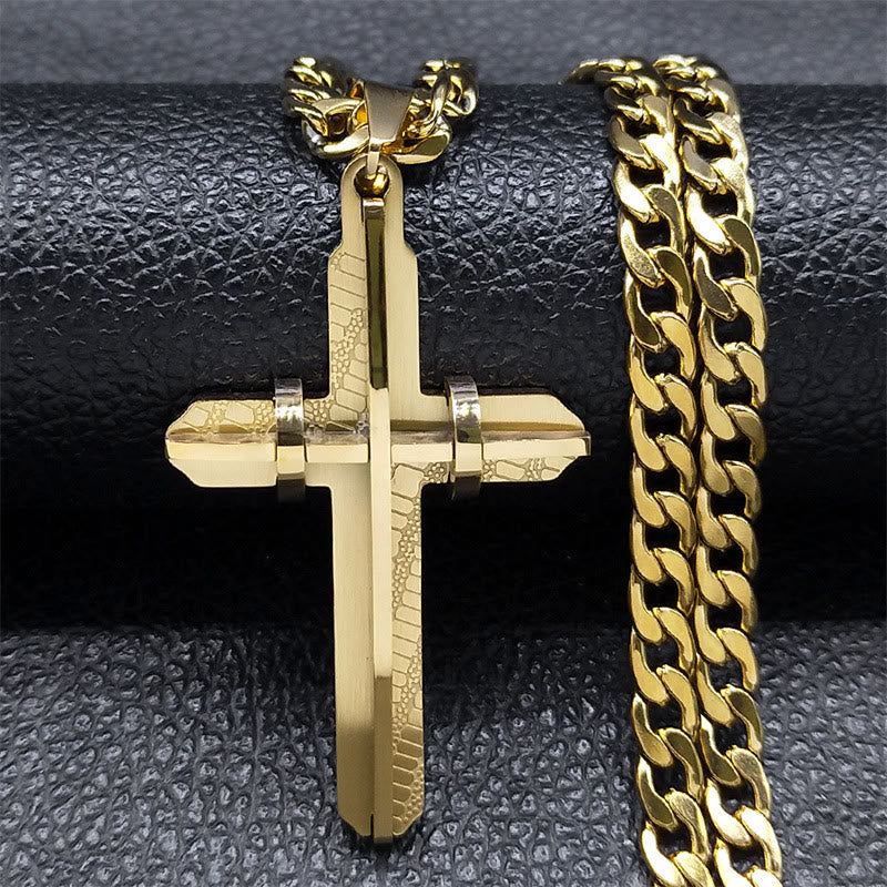 Christianartworkshop Statement-Kreuzkette: Ausdrucksstarkes Design und spirituelles Symbol für einen glaubensstarken Stil - Golden - image 1