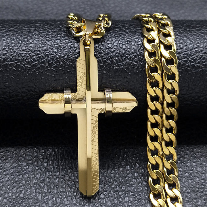 Christianartworkshop Statement-Kreuzkette: Ausdrucksstarkes Design und spirituelles Symbol für einen glaubensstarken Stil - Golden - image 1