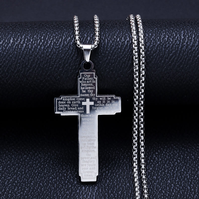 Christianartworkshop Kreuzanhänger mit Bibelvers und Ausdruck treuer Hingabe - Silber - image 0