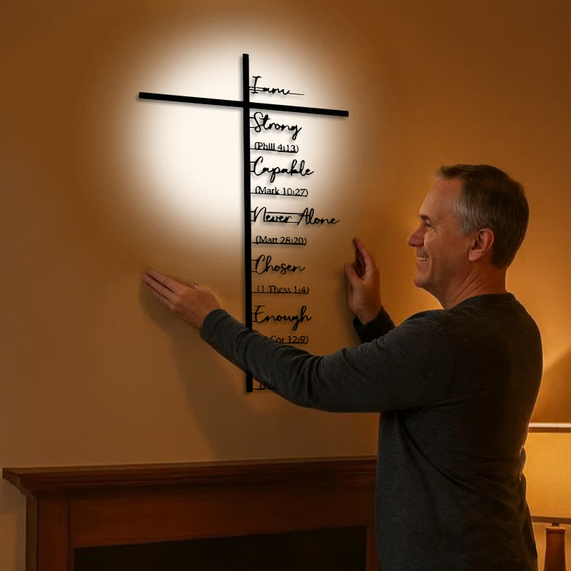 Christliche Wanddekoration aus Metall mit Bibelvers-Kreuz: Tägliche Glaubenserinnerung - image 1