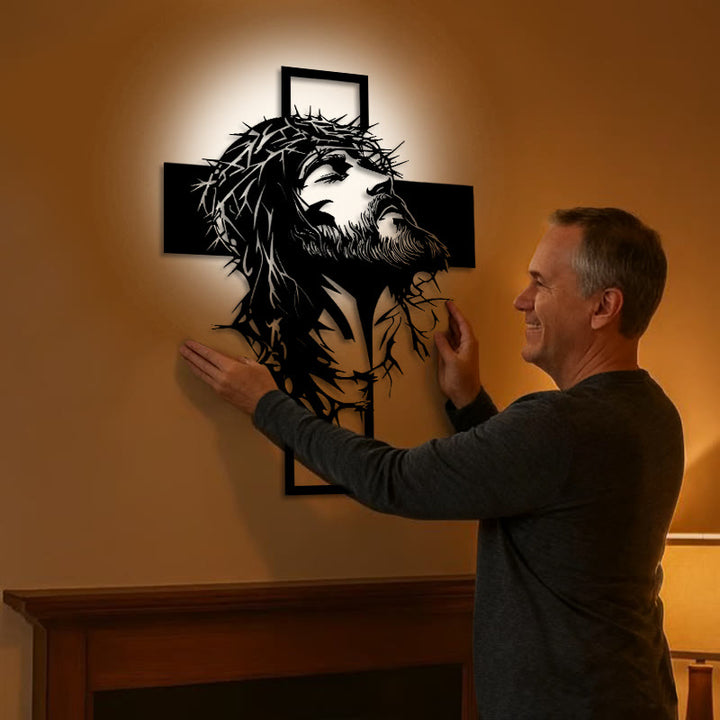 Christianartworkshop Dornenkrone Jesuskreuz Wanddeko aus Metall: Ausdruck tiefen Glaubens - image 1