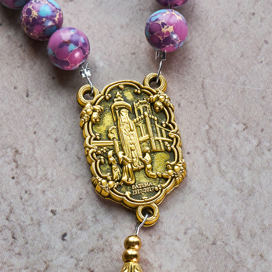 Christianartworkshop Royal Faith Lila Kaiserstein Benutzerdefinierter Rosenkranz mit personalisiertem JESUS-Buchstaben - image 10