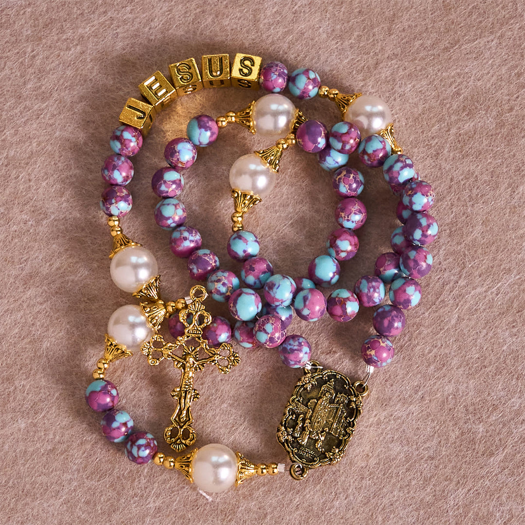 Christianartworkshop Royal Faith Lila Kaiserstein Benutzerdefinierter Rosenkranz mit personalisiertem JESUS-Buchstaben - image 7