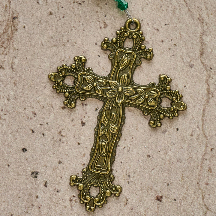 Weihnachtsgeschenk von Christianartworkshop: Rosenkranz aus roten Keramikperlen mit Blumenmuster und grüner Rose: Der Garten der Liebe Mariens - image 14