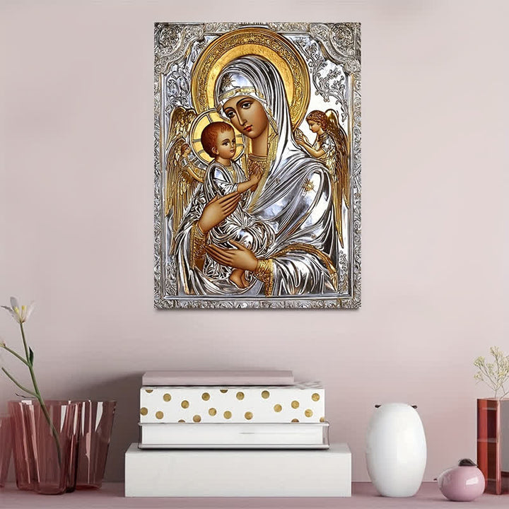 Christianartworkshop Klassische Kunstdrucke der Madonna mit Kind: Zeitloser Glaube für Innenräume - Gerahmtes Leinwandgemälde - 11,81''*15,75''/30*40cm - image 0