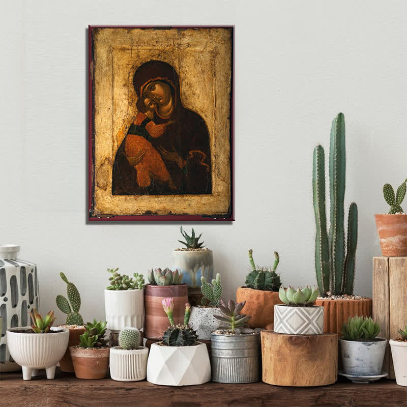 Christianartworkshop Einzigartige Vintage-Kunstdrucke der Madonna mit Kind: Ausdrucksstarker Glaube - Gerahmtes Leinwandgemälde - 11,81''*15,75''/30*40cm - image 0