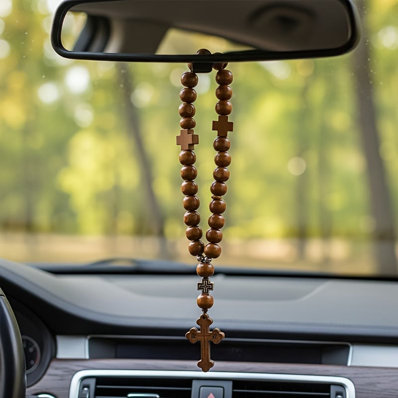 Christianartworkshop Anhänger „Treue Reise“ aus Holz mit Kreuzmotiv: Fahre mit Gottes Frieden - Kreuzen - image 0