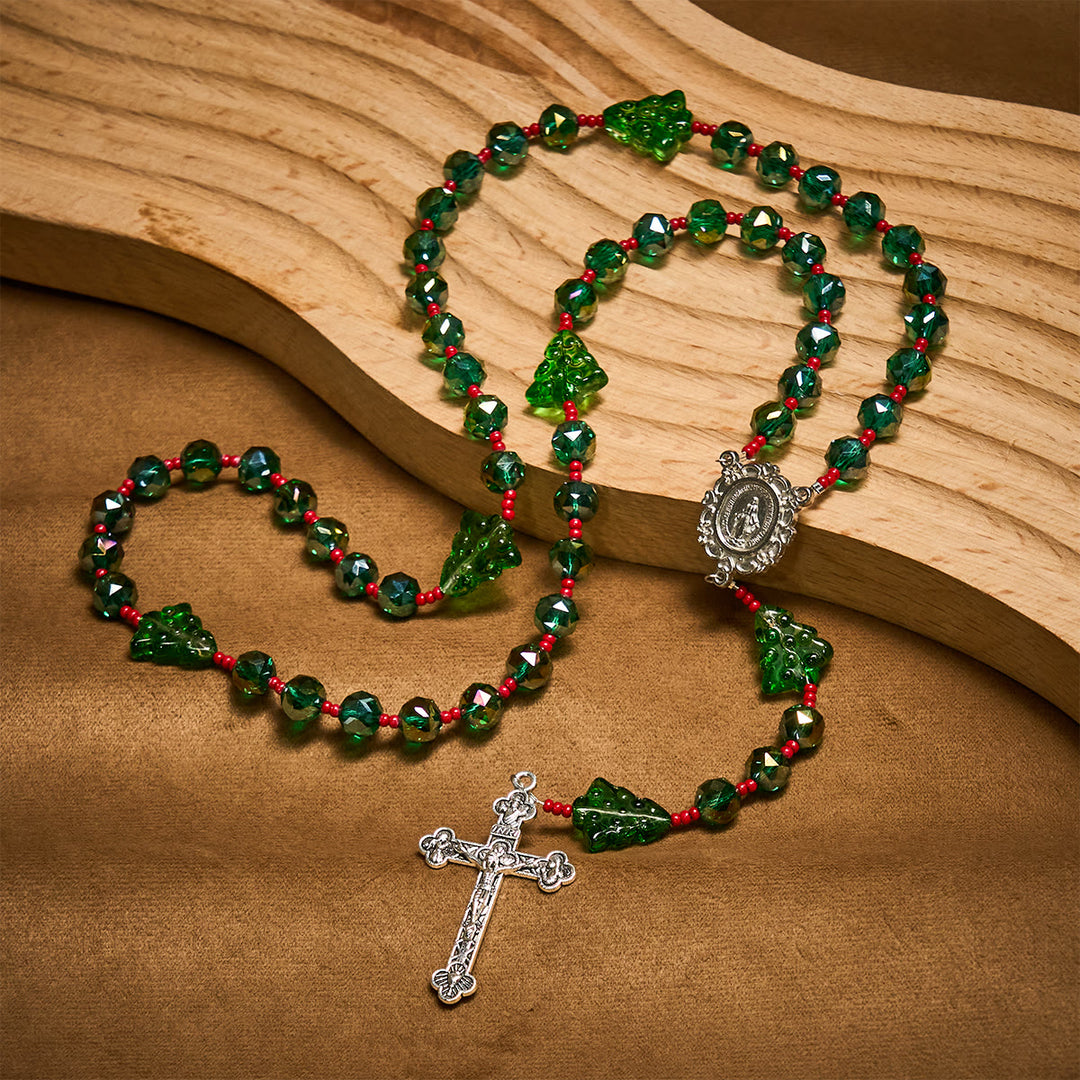 Christliche Kunstwerkstatt: Fröhlicher grüner Baum der Hoffnung – Weihnachtsrosenkranz: Feiern Sie Christi Geburt - Weihnachtsrosenkranz - image 0