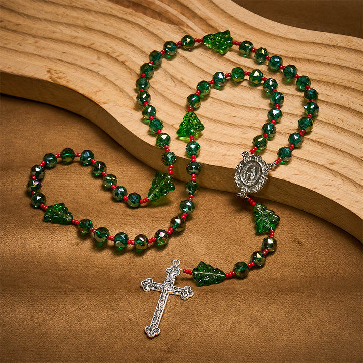 Christliche Kunstwerkstatt: Fröhlicher grüner Baum der Hoffnung – Weihnachtsrosenkranz: Feiern Sie Christi Geburt - Weihnachtsrosenkranz - image 0