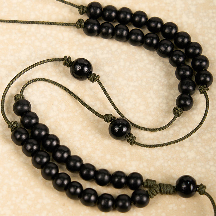 Christianartworkshop Rustikal-modernes Kreuz aus 7 mm runden Naturholzperlen, geflochtene Kette, Rosenkranz - image 5