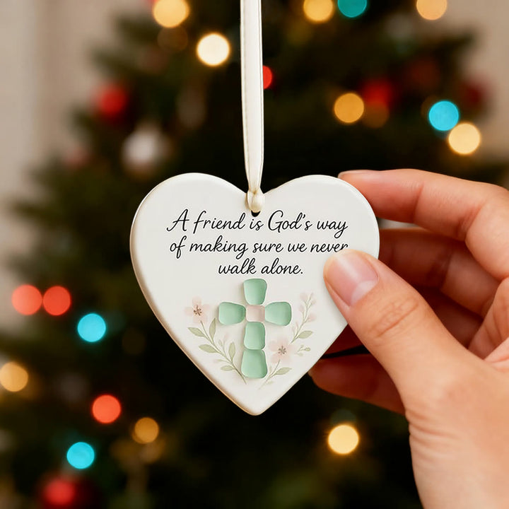 Herzförmiger Hängeschmuck von Christianartworkshop: Freundschaft ist Gottes Weg – Erinnerung an Glauben und Freundschaft - image 3