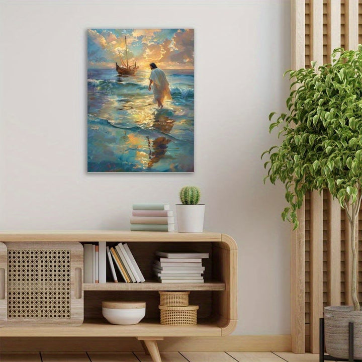 Christliche Wandkunst von Christianartworkshop: Spirituelle Reise: Jesus wandelt auf dem Wasser & Glaubensresonanz für die Dekoration - image 1