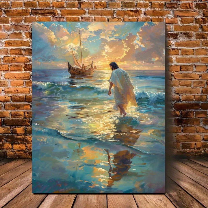 Christliche Wandkunst von Christianartworkshop: Spirituelle Reise: Jesus wandelt auf dem Wasser & Glaubensresonanz für die Dekoration - image 3