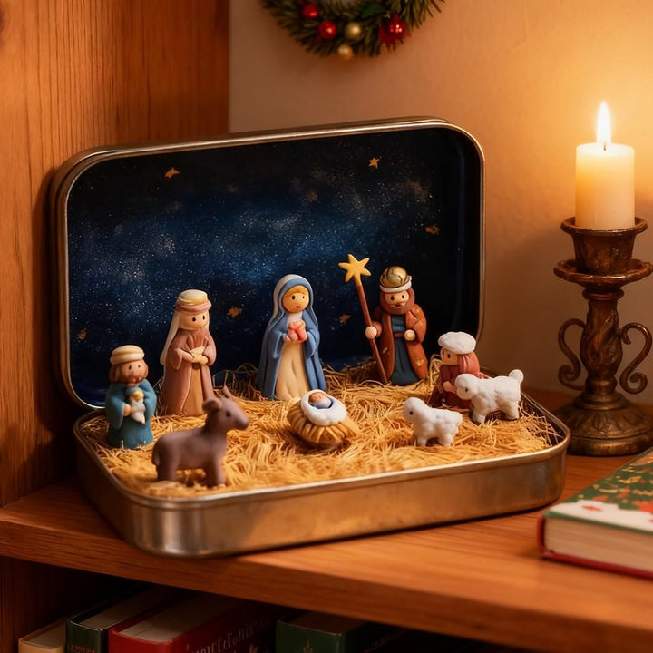 Christliche Krippenszene aus Blech: Eine Miniaturumarmung des Weihnachtsglaubens und der Weihnachtsgeschichte - image 4