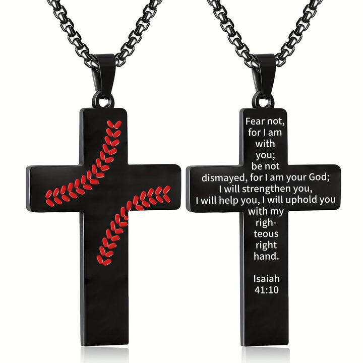 Christianartworkshop Baseball-Kreuzkette: Sportliche Hingabe & inspirierendes Zitat - Schwarz - Jesaja 41:10 - image 19
