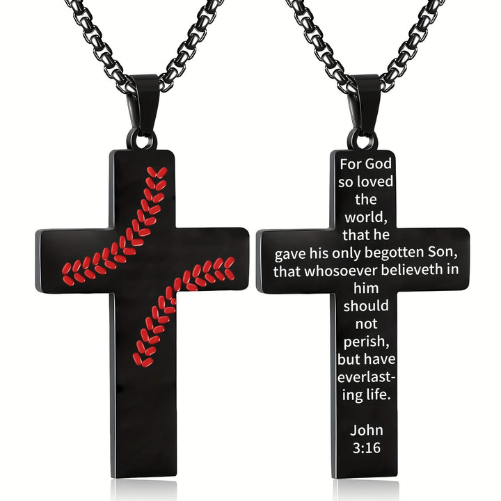 Christianartworkshop Baseball-Kreuzkette: Sportliche Hingabe & inspirierendes Zitat - Schwarz - Johannes 3:16 - image 18