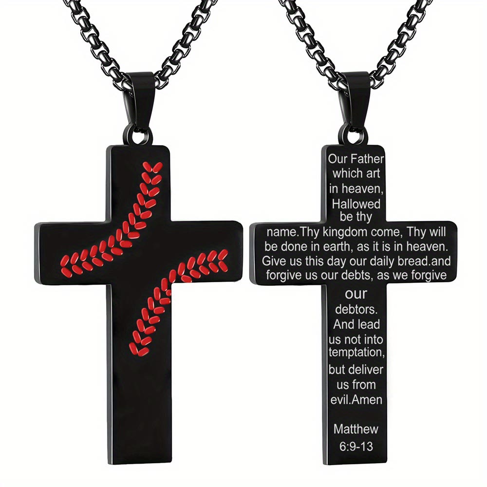 Christianartworkshop Baseball-Kreuzkette: Sportliche Hingabe & inspirierendes Zitat - Schwarz - Matthäus 6:9-13 - image 24