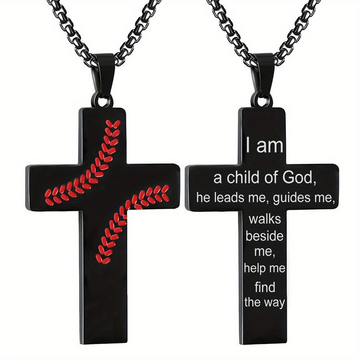 Christianartworkshop Baseball-Kreuzkette: Sportliche Hingabe & inspirierendes Zitat - Schwarz - Ich bin ein Kind Gottes - image 26