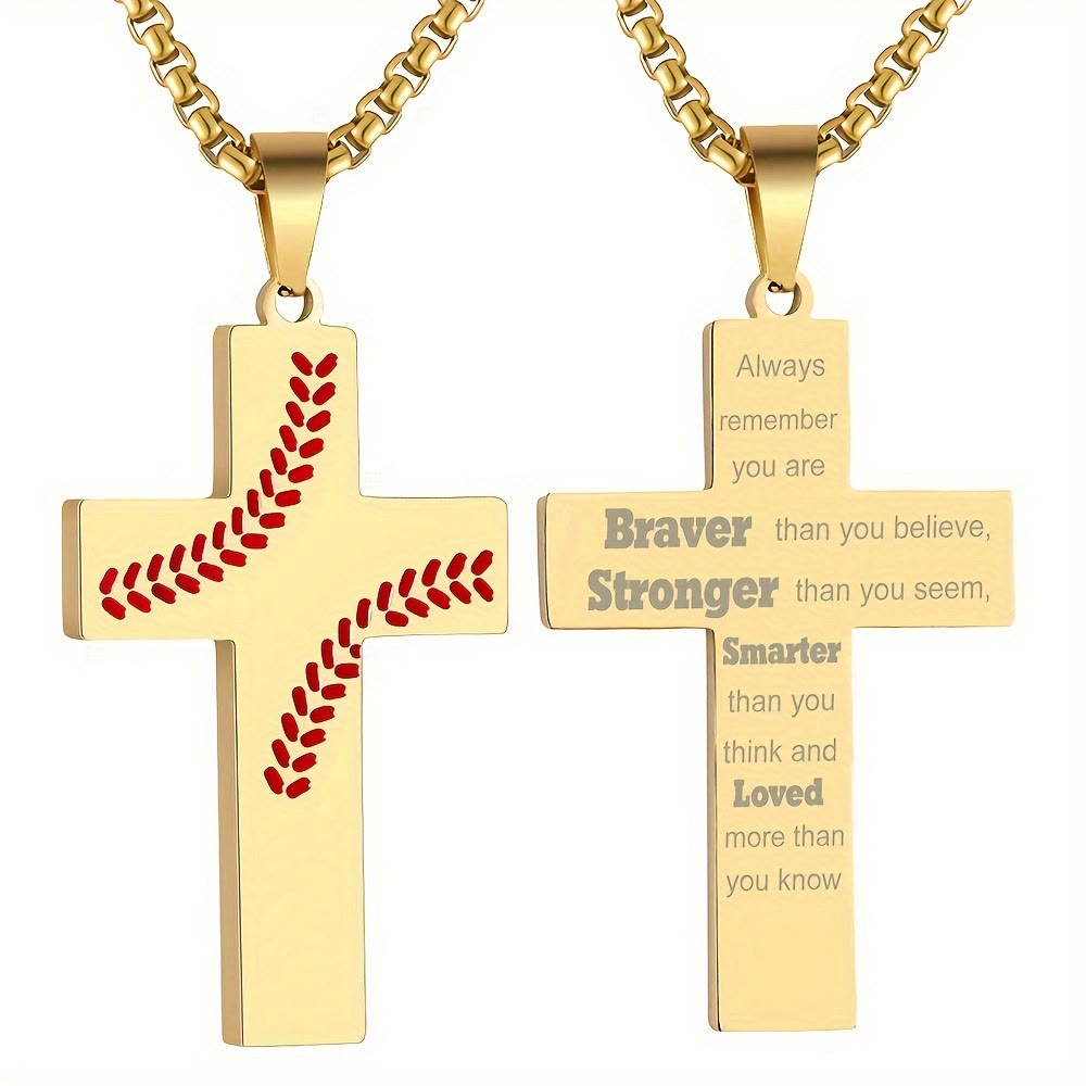 Christianartworkshop Baseball-Kreuzkette: Sportliche Hingabe & inspirierendes Zitat - Golden - Vergiss nie - image 26