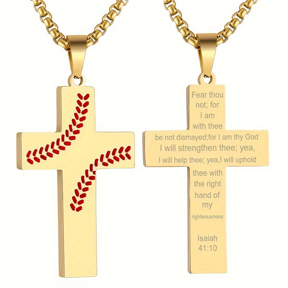 Christianartworkshop Baseball-Kreuzkette: Sportliche Hingabe & inspirierendes Zitat - Golden - Jesaja 41:10 - image 29