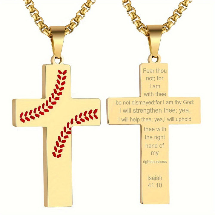 Christianartworkshop Baseball-Kreuzkette: Sportliche Hingabe & inspirierendes Zitat - Golden - Jesaja 41:10 - image 29