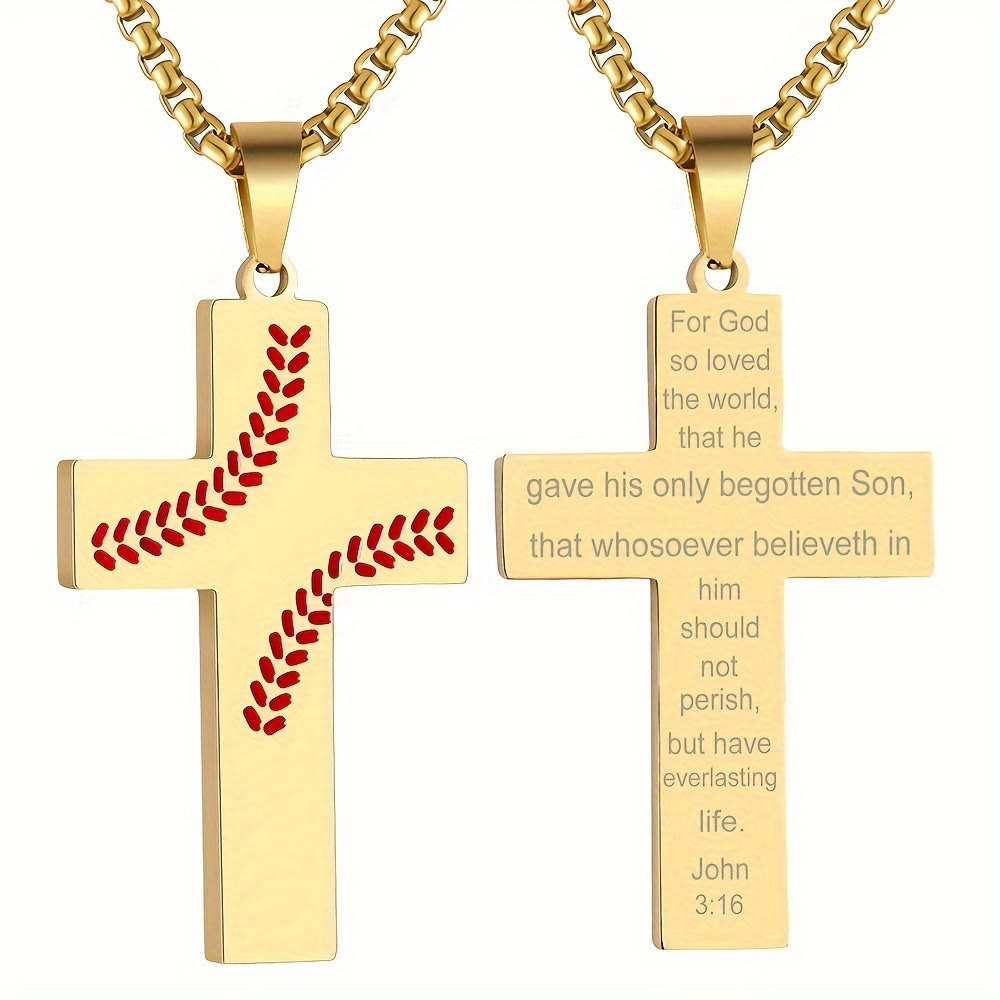 Christianartworkshop Baseball-Kreuzkette: Sportliche Hingabe & inspirierendes Zitat - Golden - Johannes 3:16 - image 28
