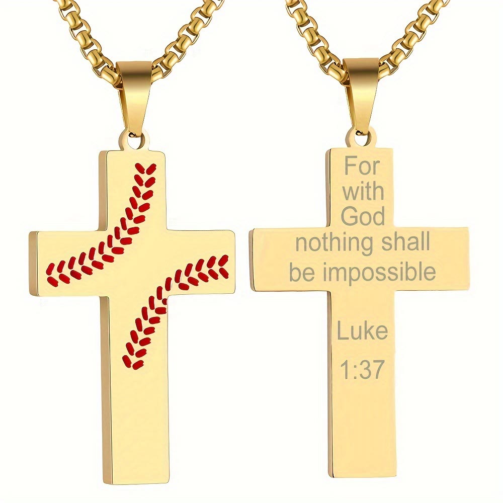 Christianartworkshop Baseball-Kreuzkette: Sportliche Hingabe & inspirierendes Zitat - Golden - Lukas 1:37 - image 30