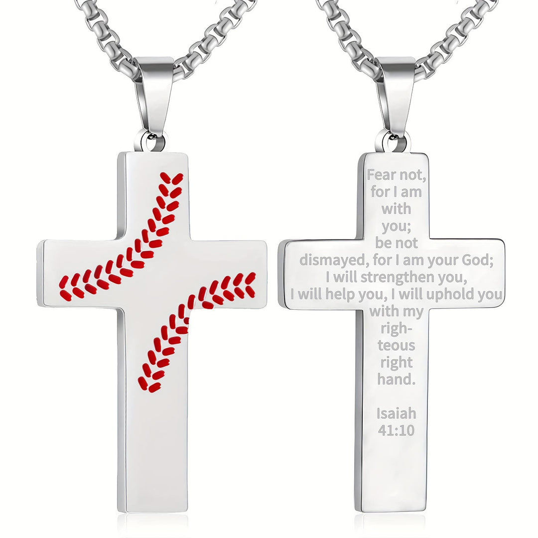 Christianartworkshop Baseball-Kreuzkette: Sportliche Hingabe & inspirierendes Zitat - Silber - Jesaja 41:10 - image 6