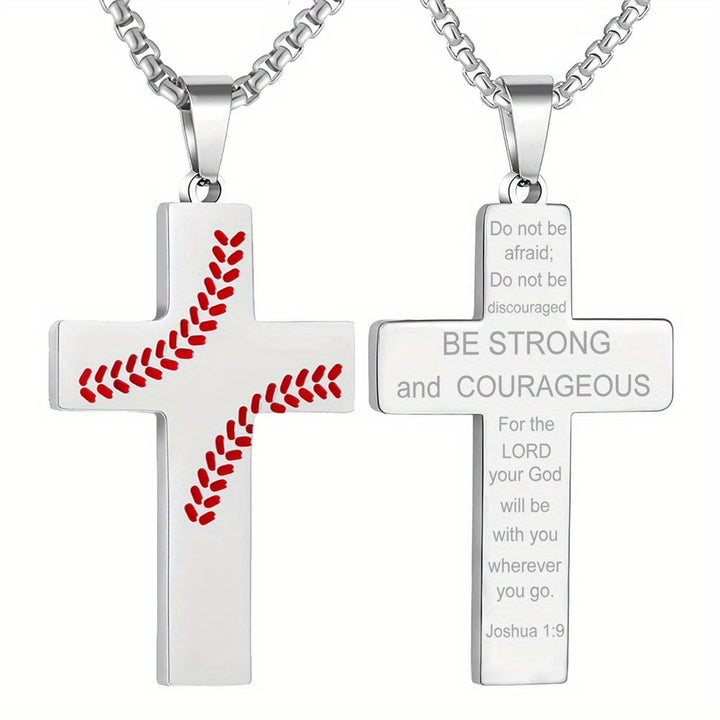 Christianartworkshop Baseball-Kreuzkette: Sportliche Hingabe & inspirierendes Zitat - Silber - Josua 1:9 - image 8