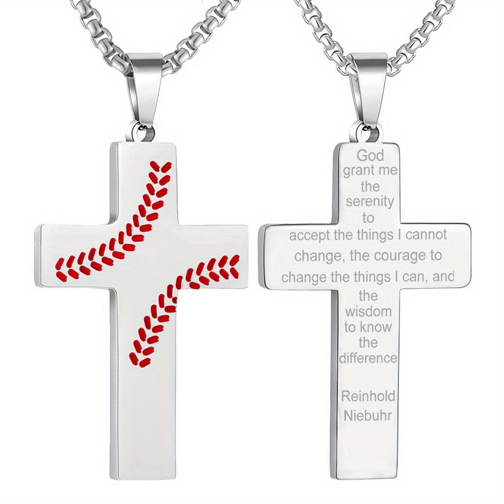 Christianartworkshop Baseball-Kreuzkette: Sportliche Hingabe & inspirierendes Zitat - Silber - Gott - image 10