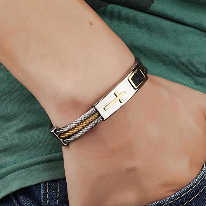 Christianartworkshop Mehrfarbiges Kreuzkabelarmband: Stilvoller Glaube und beständige Hingabe - image 1