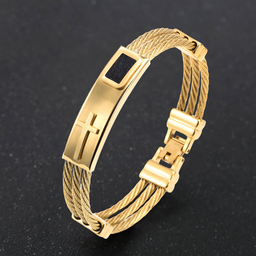 Christianartworkshop Mehrfarbiges Kreuzkabelarmband: Stilvoller Glaube und beständige Hingabe - Golden - image 12