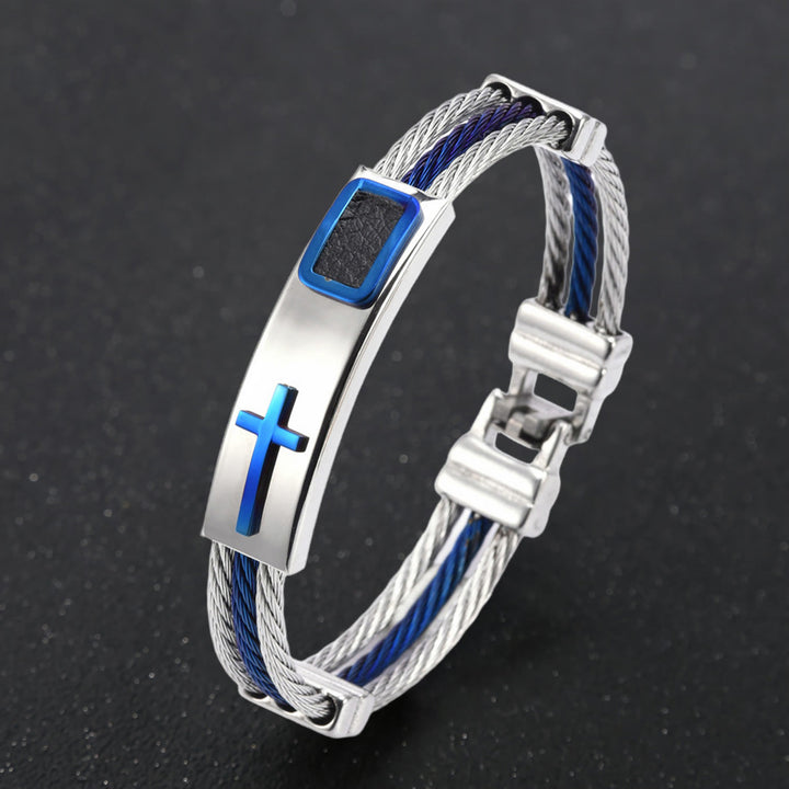 Christianartworkshop Mehrfarbiges Kreuzkabelarmband: Stilvoller Glaube und beständige Hingabe - Silber & Blau - image 11