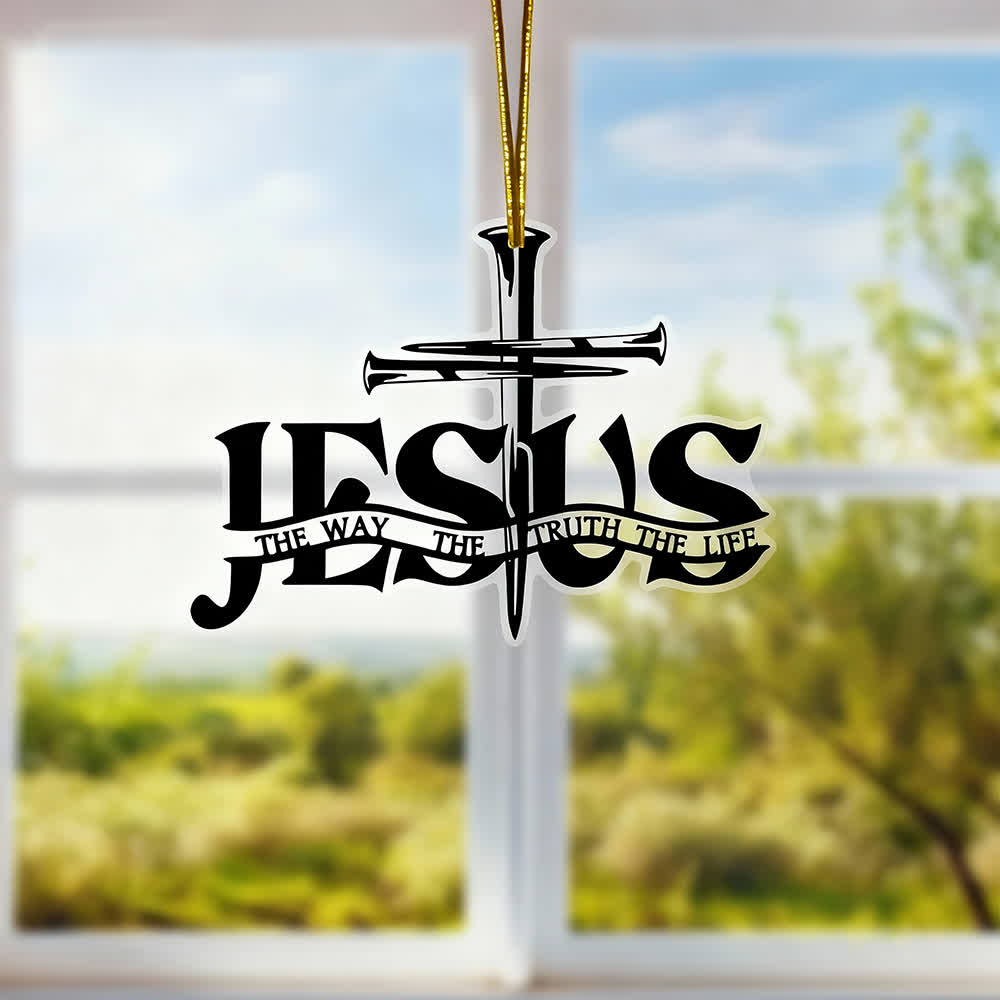 Christianartworkshop Autoanhänger „Flaches Jesus-Gebetskreuz im Bohème-Stil“ mit Inschrift - image 1