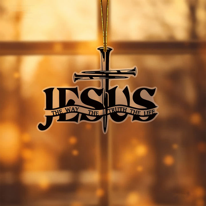Christianartworkshop Autoanhänger „Flaches Jesus-Gebetskreuz im Bohème-Stil“ mit Inschrift - image 3