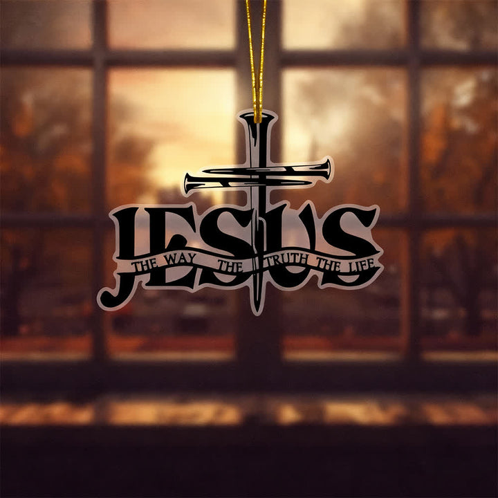Christianartworkshop Autoanhänger „Flaches Jesus-Gebetskreuz im Bohème-Stil“ mit Inschrift - image 5