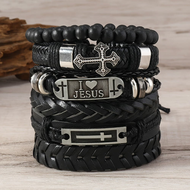 Christianartworkshop Armbandset aus Leder mit christlicher Botschaft (6-teilig): Ausdruck von Hingabe und Stil - image 1