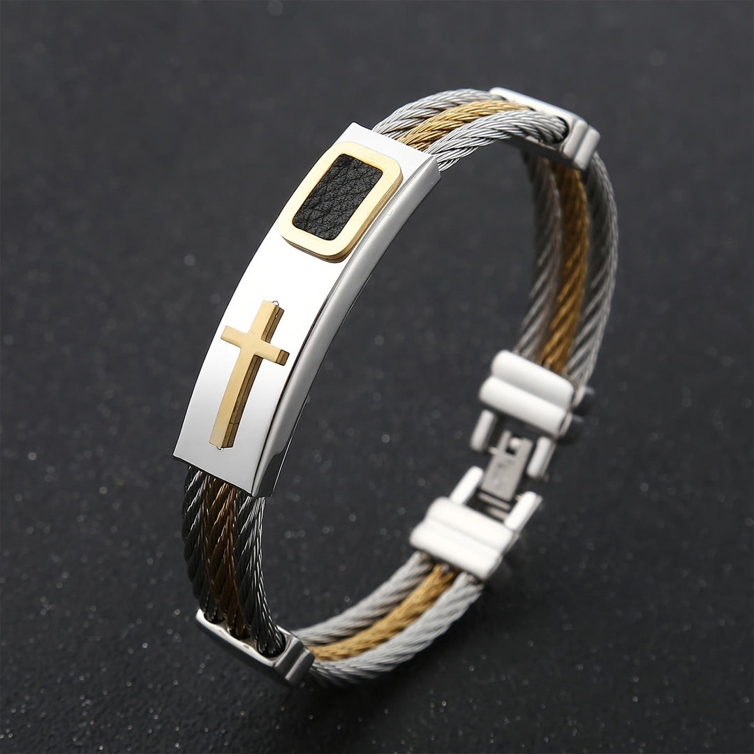 Christianartworkshop Mehrfarbiges Kreuzkabelarmband: Stilvoller Glaube und beständige Hingabe - Silber & Gold - image 0