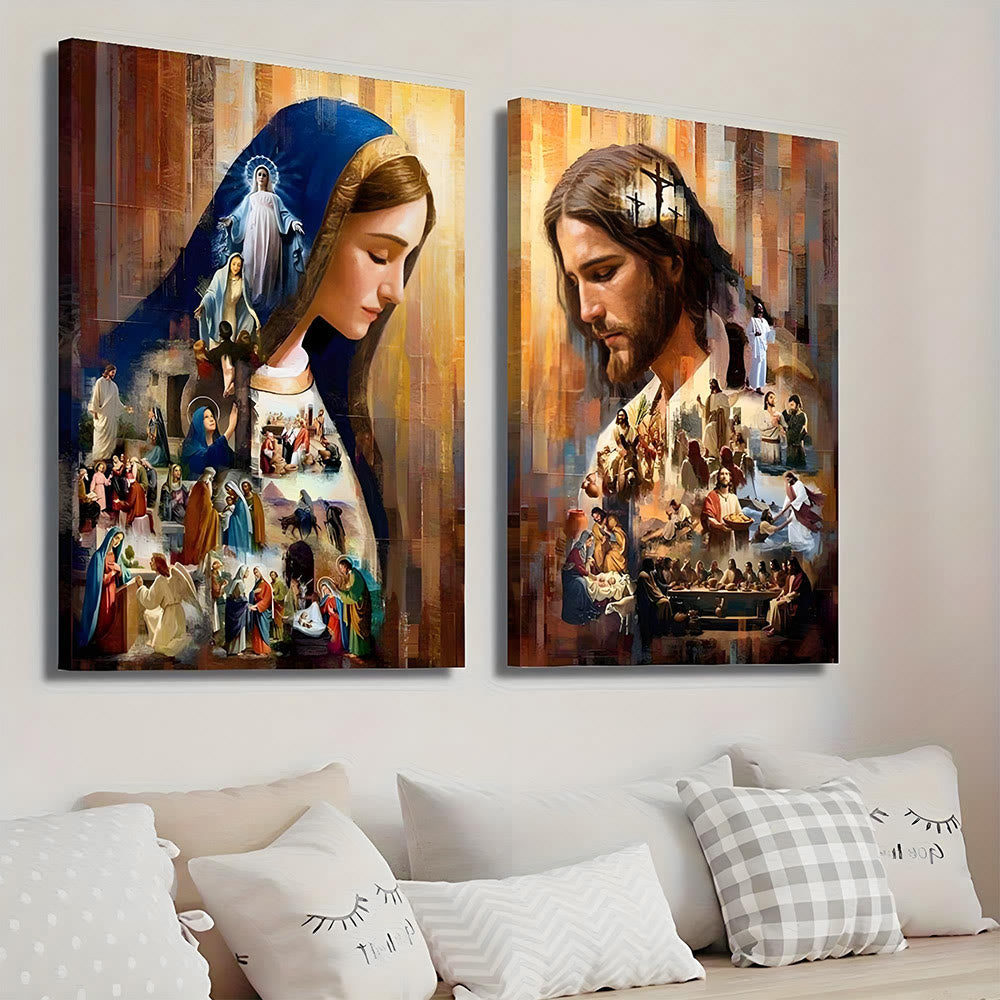 Christliche Wandkunst-Drucke mit spirituellen Erzählungen über Jesus und Maria: Glaubensreise und Geschichtenerzählen - image 1