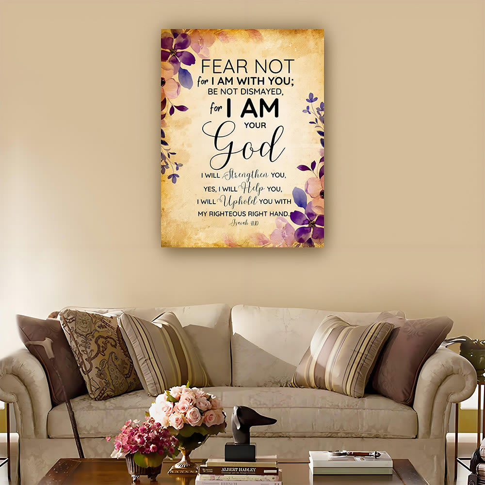 Christianartworkshop Jesaja 41,10 Bibeltext-Kunstdrucke: Göttlicher Trost und treue Gewissheit - Gerahmtes Leinwandgemälde - 11,81''*15,75''0,71"/30*40*1,8cm - image 0