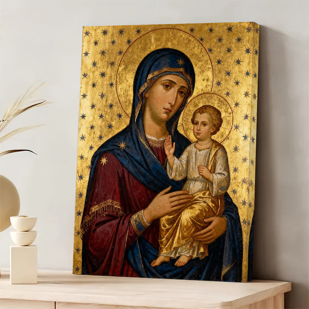 Christianartworkshop Madonna mit Kind auf Leinwand: Mütterliche Gnade und himmlische Hingabe - image 3
