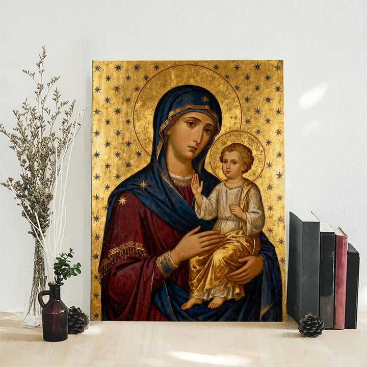 Christianartworkshop Madonna mit Kind auf Leinwand: Mütterliche Gnade und himmlische Hingabe - Gerahmtes Leinwandgemälde - 11,81''*15,75''/30*40cm - image 0