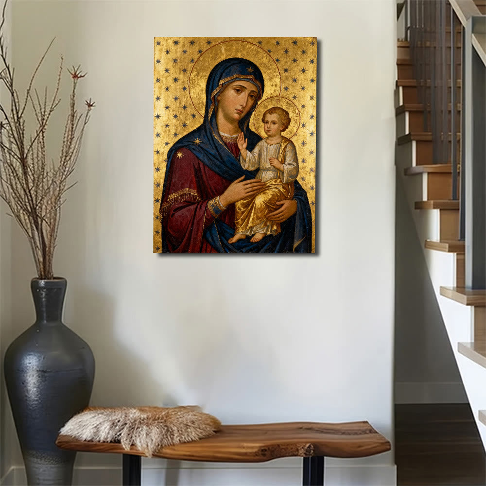Christianartworkshop Madonna mit Kind auf Leinwand: Mütterliche Gnade und himmlische Hingabe - image 2
