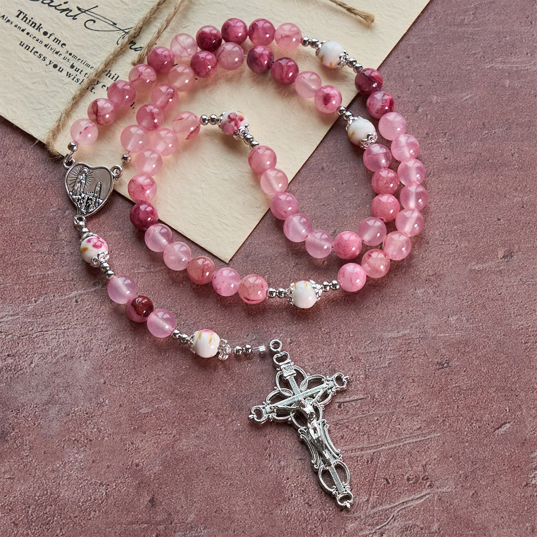Christianartworkshop Jade-Rosenkranz mit marianischem Akzent: Treuer Begleiter & Gebetsreise - Rosenkranz aus Jade und Keramik - image 0