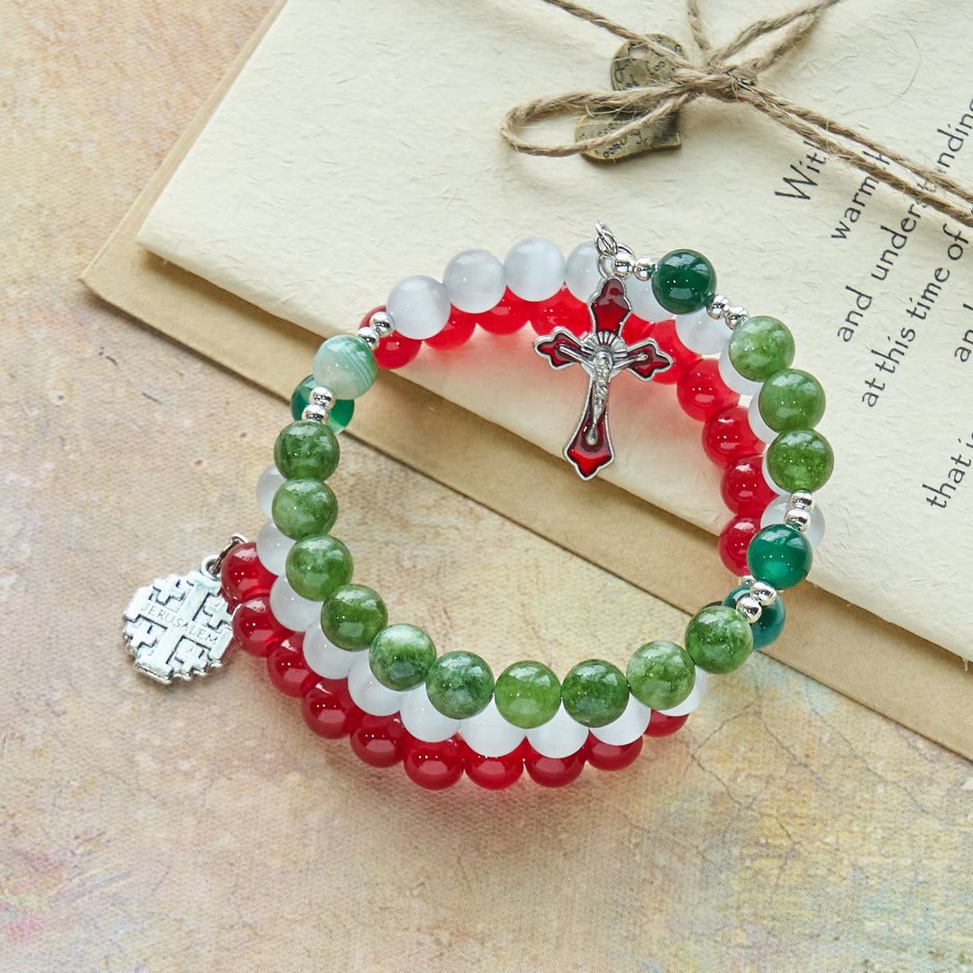 Christliche Kunstwerkstatt: Weihnachtliches Rosenkranzarmband aus Jade-Achat: Glaube & Festliche Andacht - image 4