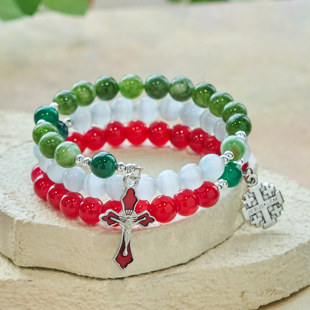 Christliche Kunstwerkstatt: Weihnachtliches Rosenkranzarmband aus Jade-Achat: Glaube & Festliche Andacht - image 5