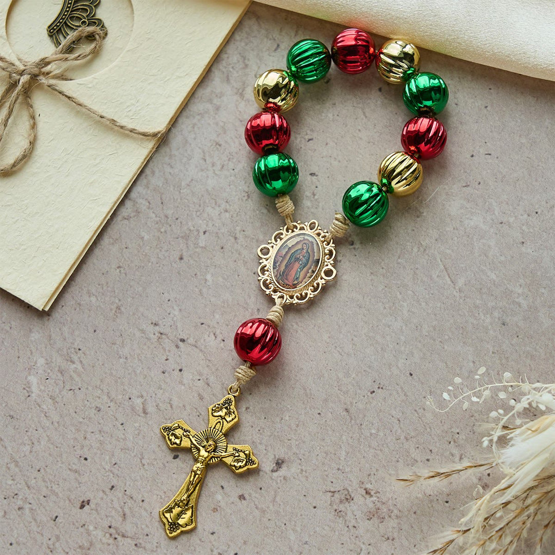 Christliche Kunstwerkstatt: Weihnachtlicher Taschenrosenkranz & Autoanhänger: Andacht & Festliche Gnade - Weihnachts-Taschenrosenkranz - image 0