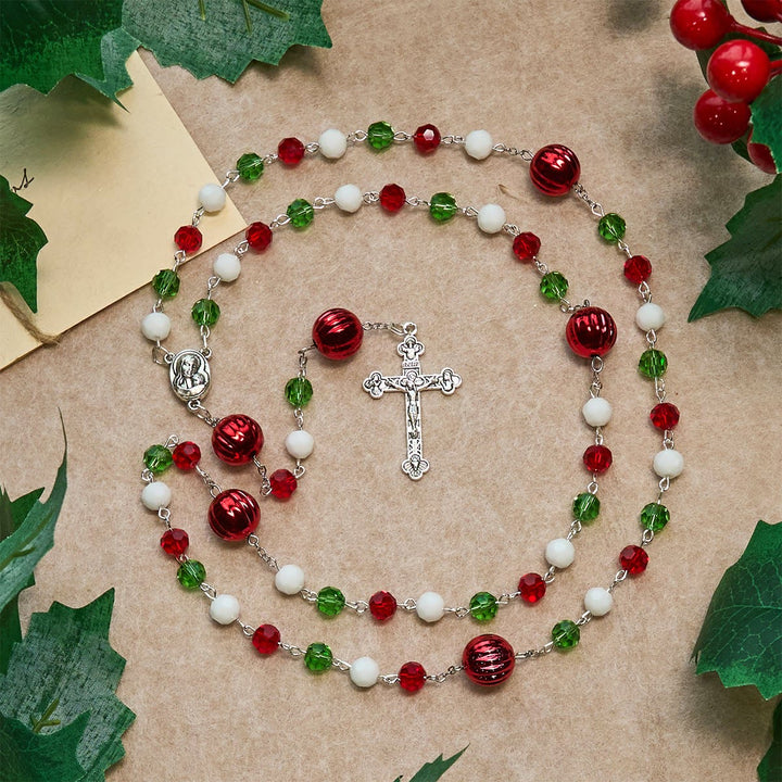 Christliche Kunstwerkstatt: Weihnachtlicher Kristallrosenkranz mit Kreuz: Treue Feier & Himmlische Verbindung - image 2