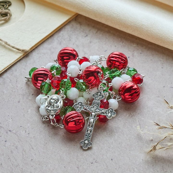 Christliche Kunstwerkstatt: Weihnachtlicher Kristallrosenkranz mit Kreuz: Treue Feier & Himmlische Verbindung - image 7